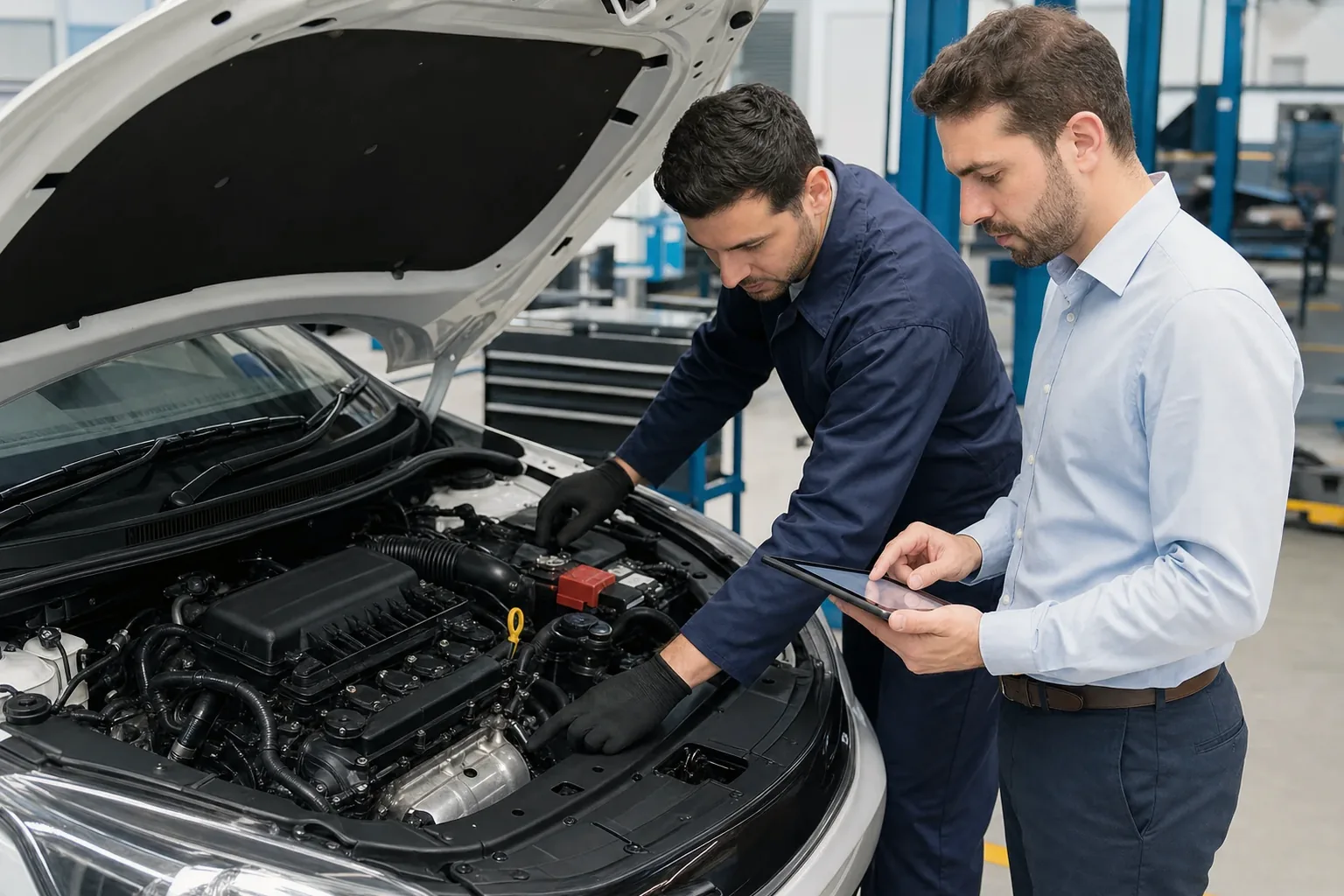 Profissional registrando o cadastro de motor em um ambiente de despachante.